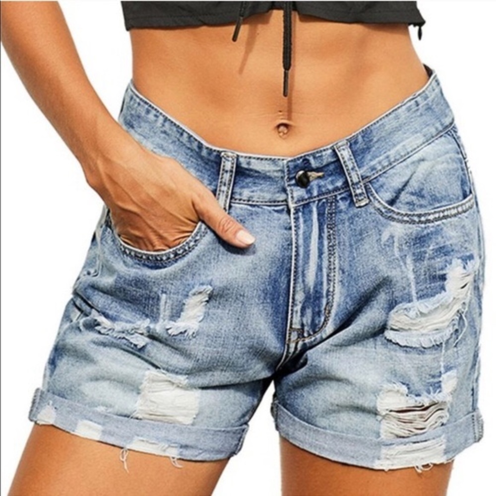 AVAILABLE  Distressed Denim Shorts